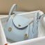 Hermes Lindy Mini Bag in Blue Brume Clemence Leather with GHW