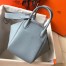 Hermes Lindy 26cm Bag in Blue Lin Clemence Leather with PHW