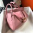 Hermes Lindy 26cm Bag in Pink Clemence Leather with GHW