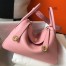 Hermes Lindy 26cm Bag in Pink Clemence Leather with GHW