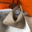 Hermes Lindy 26cm Bag in Tourterelle Clemence Leather with PHW