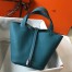 Hermes Picotin Lock 18 Bag in Blue Jean Clemence Leather with PHW