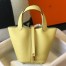 Hermes Picotin Lock 18 Bag in Jaune Poussin Clemence Leather with GHW