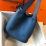 Hermes Picotin Lock 12 Bag in Blue Agate Clemence Leather with PHW