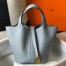 Hermes Picotin Lock 12 Bag in Blue Lin Clemence Leather with GHW