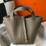 Hermes Picotin Lock 12 Bag in Taupe Clemence Leather with GHW