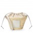 Loewe Drawstring Bucket Bag in Palm Leaf and White Calfskin