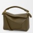 Loewe Puzzle Edge Small Bag in Khaki Green Classic Calfskin 