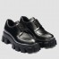 Prada Monolith Lace-up Loafers in Black Brushed Leather