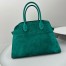 The Row Margaux 15 Top Handle Bag in Green Suede Leather