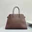 The Row Margaux 17 Top Handle Bag in Chocolate Leather