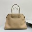 The Row Margaux 17 Top Handle Bag in Sand Grained Leather
