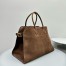 The Row Margaux 17 Top Handle Bag in Brown Suede Leather