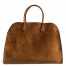 The Row Margaux 17 Top Handle Bag in Brown Suede Leather