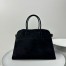 The Row Margaux 17 Top Handle Bag in Black Suede Leather