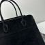 The Row Margaux 17 Top Handle Bag in Black Suede Leather