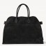 The Row Margaux 17 Top Handle Bag in Black Suede Leather