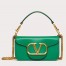 Valentino Small Loco Shoulder Bag In Green Calfskin