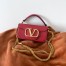 Valentino Small Loco Shoulder Bag In Red Calfskin