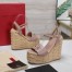 Valentino VLogo Cut-out Espadrille Wedge Sandals in Beige Leather 