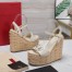 Valentino VLogo Cut-out Espadrille Wedge Sandals in White Leather