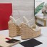 Valentino VLogo Cut-out Espadrille Wedge Sandals in White Leather