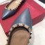 Valentino Rockstud Ballet Flats In Blue Calfskin