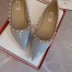 Valentino Rockstud Ballet Flats In Light Blue Patent Leather