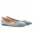 Valentino Rockstud Ballet Flats In Light Blue Patent Leather