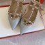 Valentino Caged Rockstud Ballet Flats In Light Blue Patent Leather