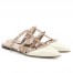 Valentino Garavani Rockstud Flat Mules In White Patent Leather