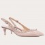 Valentino Rockstud Slingback Pumps 50mm In Poudre Patent Leather