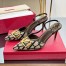 Valentino Vlogo Slingback Pumps 80mm In Black Toile Iconographe 