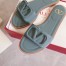 Valentino VLogo Signature Flat Slides In Blue Calfskin
