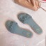 Valentino VLogo Signature Flat Slides In Blue Calfskin