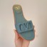 Valentino VLogo Signature Flat Slides In Blue Calfskin