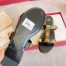 Valentino Roman Stud Flat Slides In Black Calfskin