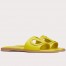 Valentino VLogo Cut-out Slide Sandals in Yellow Leather