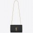 Saint Laurent Kate Chain Medium Bag In Black Grained Leather