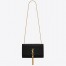 Saint Laurent Kate Tassel Medium Bag In Black Crocodile-embossed Leather