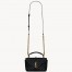 Saint Laurent College Mini Chain Bag in Black Crackled Leather