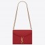 Saint Laurent Cassandra Medium Chain Bag In Red Grained Calfskin