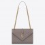 Saint Laurent Envelope Medium Bag In Grey Grained Leather