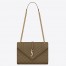 Saint Laurent Envelope Medium Bag In Khaki Green Grained Leather