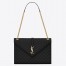 Saint Laurent Envelope Large Bag In Black Grained Leather