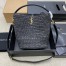Saint Laurent Le 37 Bucket Bag in Black Woven Raffia 