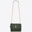 Saint Laurent Sunset Medium Chain Bag In Green Crocodile-embossed Leather