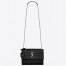 Saint Laurent Sunset Medium Chain Bag In Noir Crocodile-embossed Leather