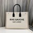 Saint Laurent Rive Gauche Tote Bag in White Linen and Black Leather
