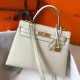 Hermes Kelly 28cm Sellier Bag in Craie Epsom Leather with GHW